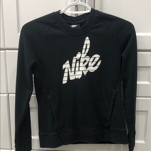 Nike Girls’ Black Crewneck with White Logo - Large